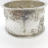 Victorian Aesthetic Sterling Silver Swallow Pattern Napkin Ring 1894 Birmingham