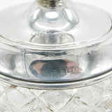 Edwardian Sterling Silver Blue Guilloche Enamel Cut Glass Vanity Jar Antique 1908 London