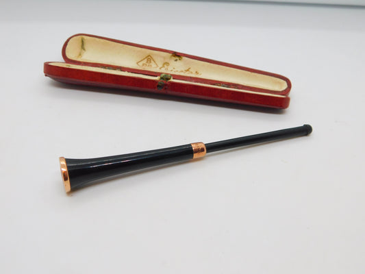 9ct Gold Mounted Black Bakelite Long Cigarette Holder Antique 1924 Birmingham