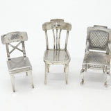 Victorian Set of Six Silver Plated Menu Holders in Mixed Chair Form c1900