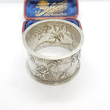 Victorian Aesthetic Sterling Silver Swallow Pattern Napkin Ring 1894 Birmingham