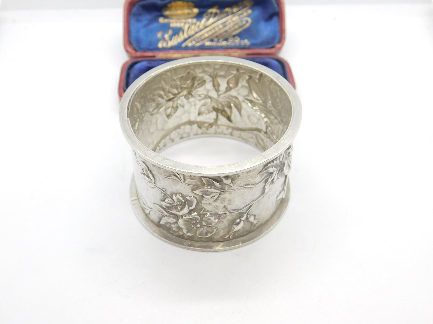 Victorian Aesthetic Sterling Silver Swallow Pattern Napkin Ring 1894 Birmingham