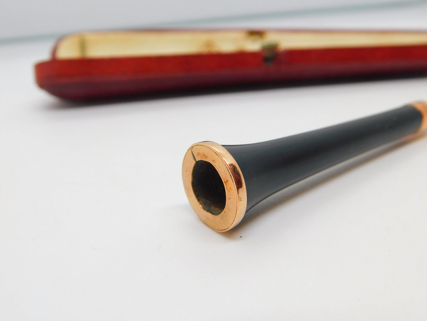 9ct Gold Mounted Black Bakelite Long Cigarette Holder Antique 1924 Birmingham