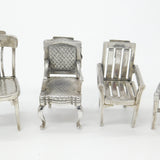 Victorian Set of Six Silver Plated Menu Holders in Mixed Chair Form c1900