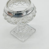 Edwardian Sterling Silver Blue Guilloche Enamel Cut Glass Vanity Jar Antique 1908 London