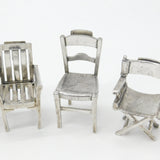 Victorian Set of Six Silver Plated Menu Holders in Mixed Chair Form c1900