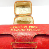 Victorian Red Leather 'A Present from Huddersfield' Pin Cushion Sewing Set c1890