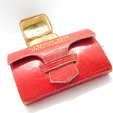 Victorian Red Leather 'A Present from Huddersfield' Pin Cushion Sewing Set c1890