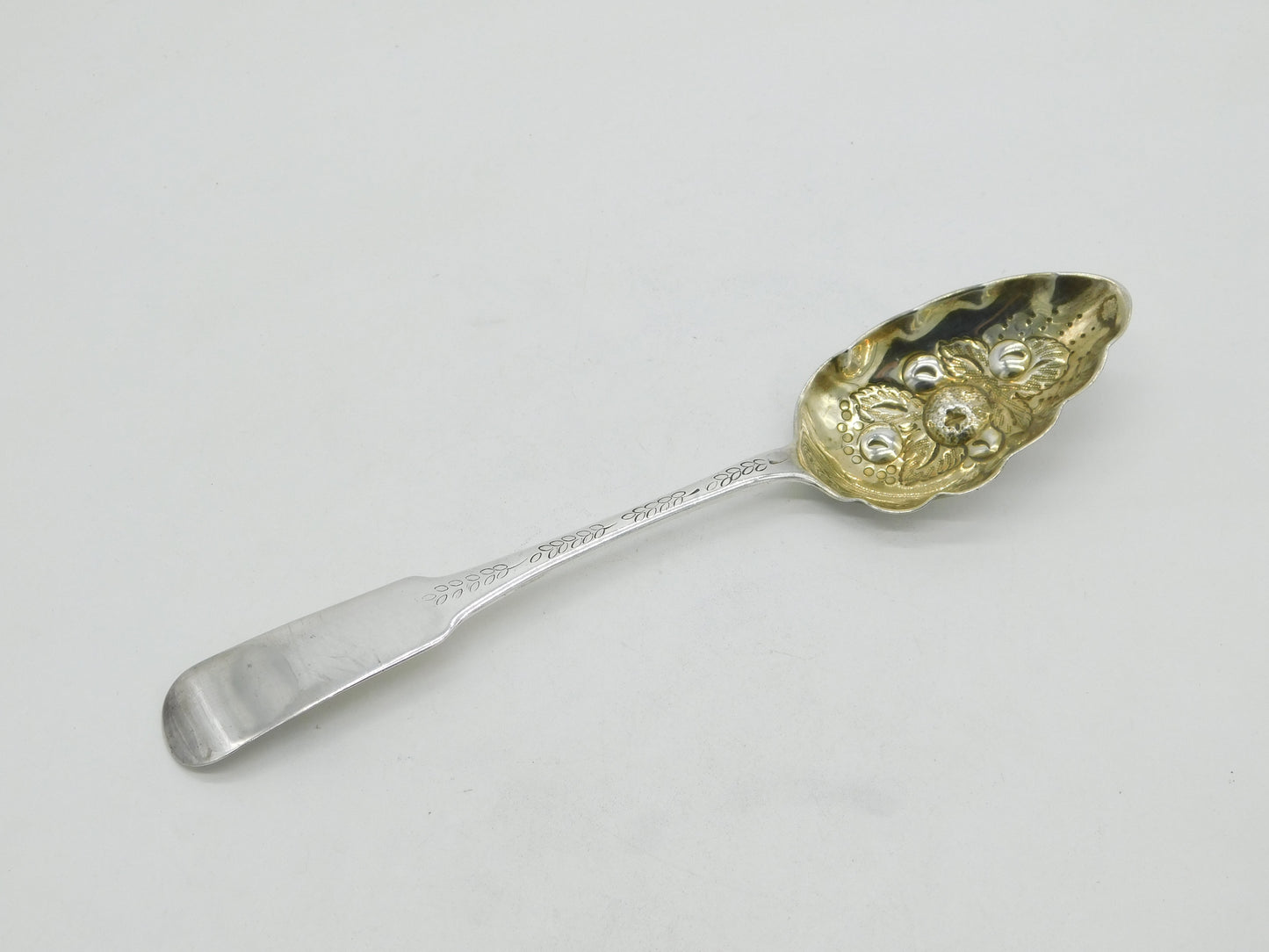 Scottish Georgian Sterling Silver Berry Dessert Serving Spoon 1810 Antique