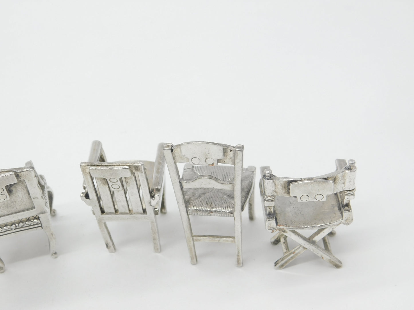 Victorian Set of Six Silver Plated Menu Holders in Mixed Chair Form c1900