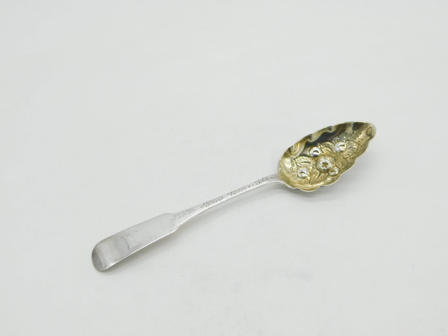 Scottish Georgian Sterling Silver Berry Dessert Serving Spoon 1810 Antique