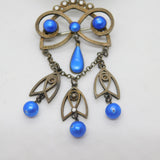 19th Century Marius Hammer .930 Silver Enamel Floral Drop Brooch Antique c1890