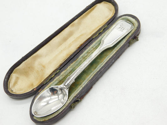 Boxed Georgian Sterling Silver Christening Spoon 1834 London Antique