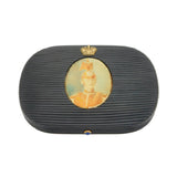 19th Century Prussian Reeded Hemacite & 14ct Gold Jewellery Box Antique