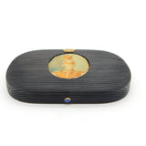 19th Century Prussian Reeded Hemacite & 14ct Gold Jewellery Box Antique