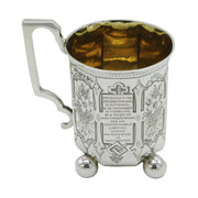 Victorian Sterling Silver Social History Presentation Mug Antique 1872 London