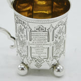 Victorian Sterling Silver Social History Presentation Mug Antique 1872 London