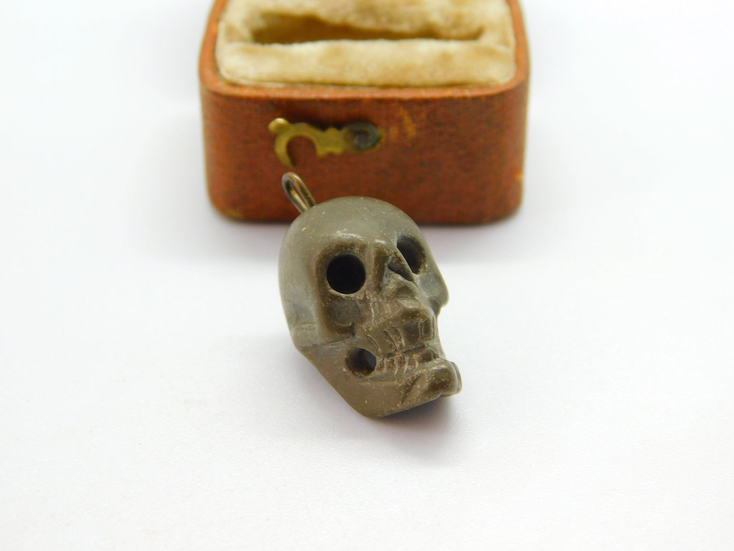 Georgian Carved Natural Lava 'Memento Mori' Skull Charm Pendant c1800 Antique