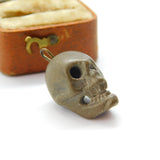Georgian Carved Natural Lava 'Memento Mori' Skull Charm Pendant c1800 Antique