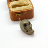 Georgian Carved Natural Lava 'Memento Mori' Skull Charm Pendant c1800 Antique