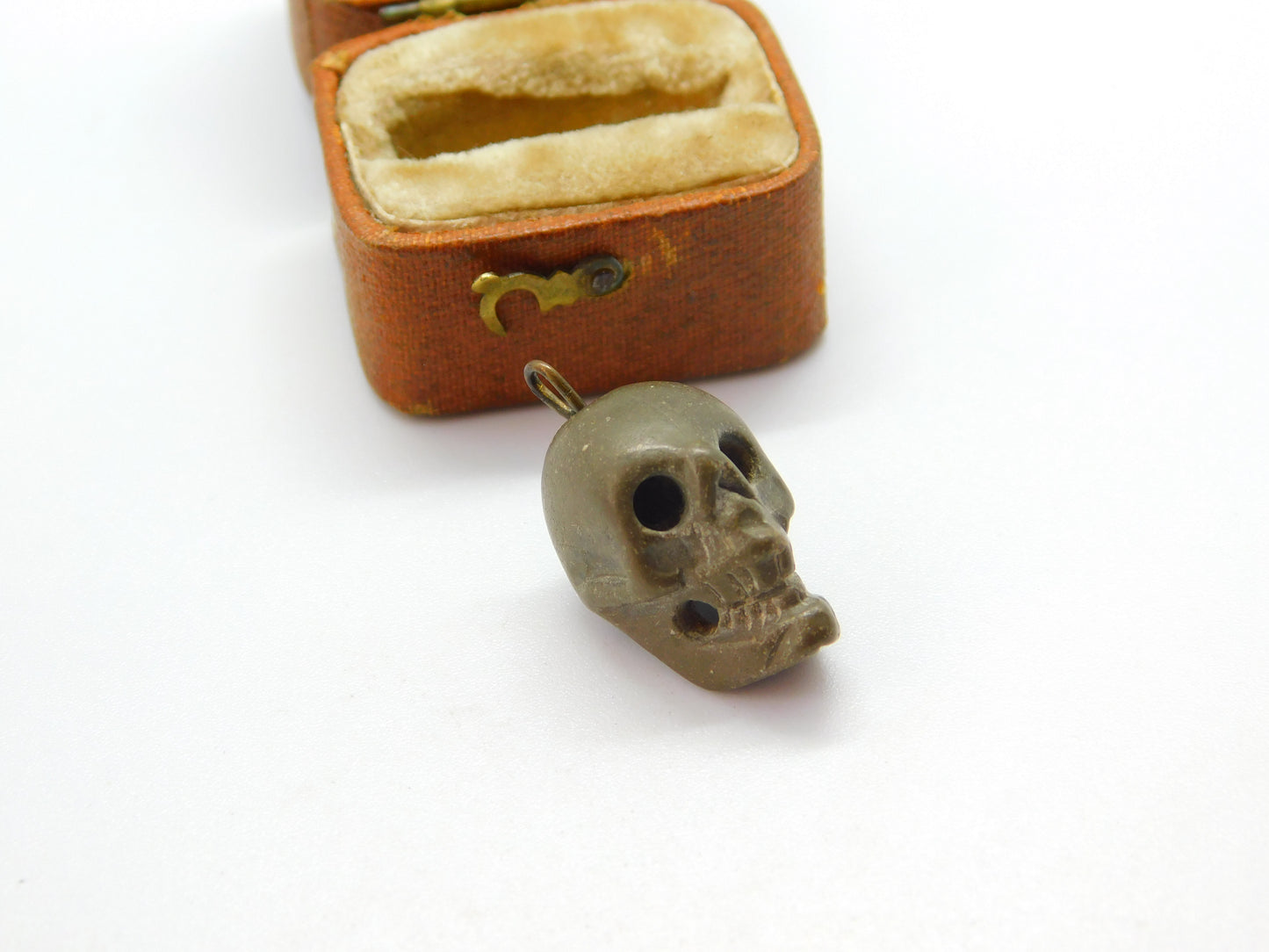 Georgian Carved Natural Lava 'Memento Mori' Skull Charm Pendant c1800 Antique