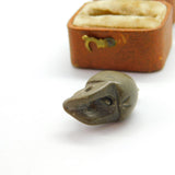 Georgian Carved Natural Lava 'Memento Mori' Skull Charm Pendant c1800 Antique