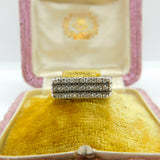 18ct White Gold & 0.6ct Diamond Modernist 3-Tier Ring Vintage c1970 Size O UK