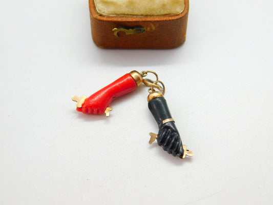 Rolled Gold & Early Bakelite Georgian Style Figa Hands with Cross Pendant c1920