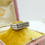 18ct White Gold & 0.6ct Diamond Modernist 3-Tier Ring Vintage c1970 Size O UK