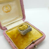18ct White Gold & 0.6ct Diamond Modernist 3-Tier Ring Vintage c1970 Size O UK