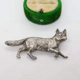 Sterling Silver Figurative Running Fox Brooch Stock Pin Vintage c1970