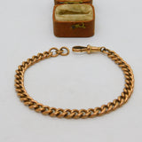 Victorian 9ct Rose Gold Albert Watch Chain Curb Bracelet c1900 Antique 8.2"