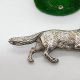 Sterling Silver Figurative Running Fox Brooch Stock Pin Vintage c1970