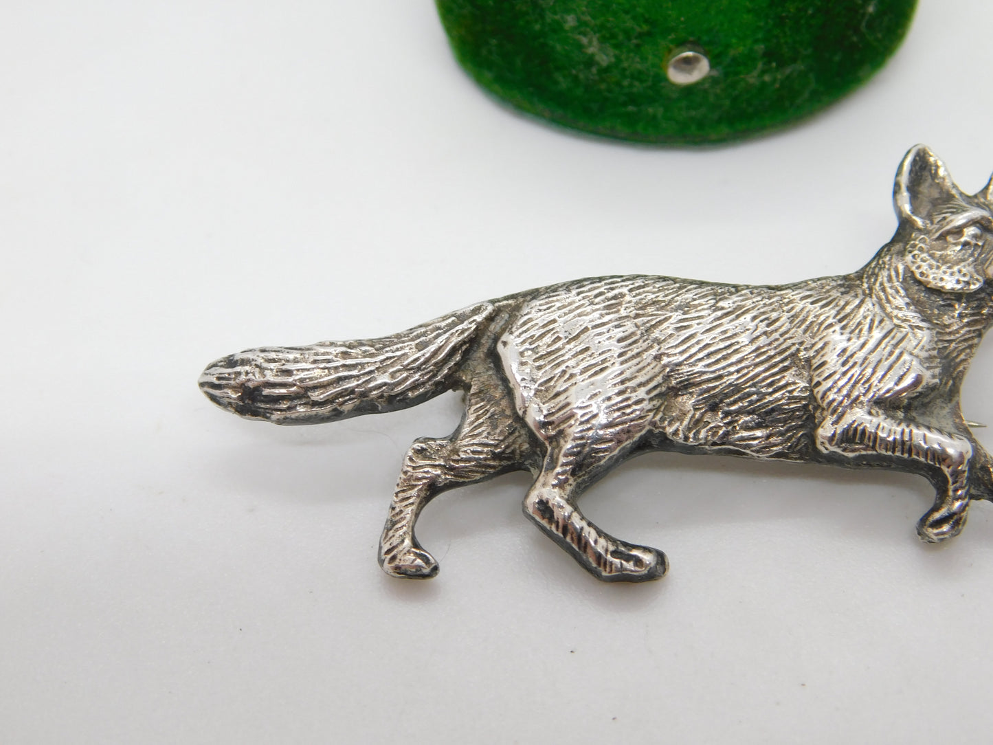 Sterling Silver Figurative Running Fox Brooch Stock Pin Vintage c1970