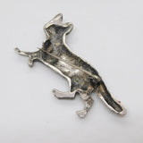Sterling Silver Figurative Running Fox Brooch Stock Pin Vintage c1970