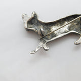 Sterling Silver Figurative Running Fox Brooch Stock Pin Vintage c1970