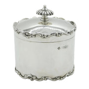 Edwardian Sterling Silver Floral Pattern Tea Caddy Antique 1902 London