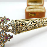 Georgian Indian Early Sterling Silver Gilded & Gemstone Encrusted Turban Pin Adornment c1820