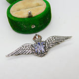 WWII Sterling Silver Enamel RAF Wings Sweetheart Brooch Antique c1940