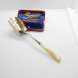 Edwardian Sterling Silver Gilt & Mother of Pearl Sugar Scoop Antique 1909 Chester