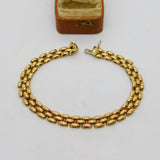 9ct Yellow Gold Honeycomb Link Bracelet Vintage c1990 London Import 19cm