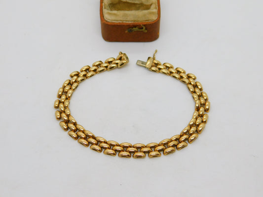 9ct Yellow Gold Honeycomb Link Bracelet Vintage c1990 London Import 19cm