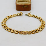 9ct Yellow Gold Honeycomb Link Bracelet Vintage c1990 London Import 19cm