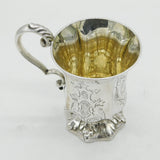 Victorian Sterling Silver Floral Pattern Christening Mug Antique 1843 Sheffield