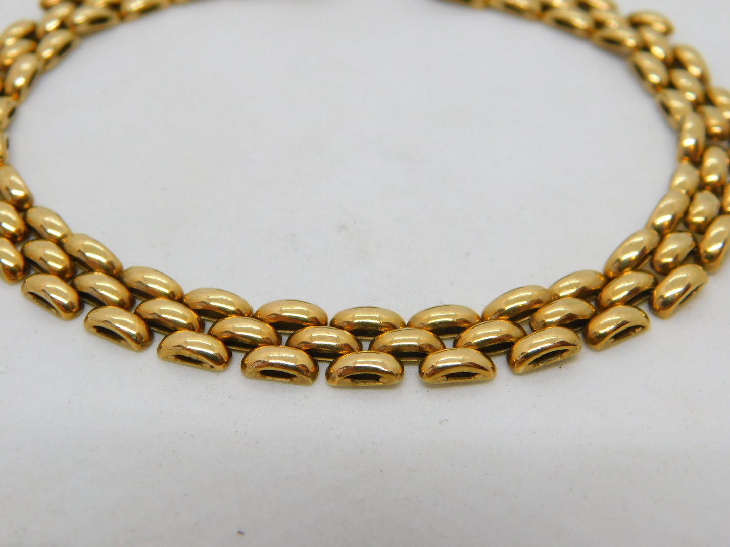 9ct Yellow Gold Honeycomb Link Bracelet Vintage c1990 London Import 19cm