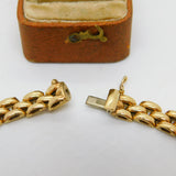 9ct Yellow Gold Honeycomb Link Bracelet Vintage c1990 London Import 19cm