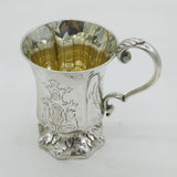 Victorian Sterling Silver Floral Pattern Christening Mug Antique 1843 Sheffield