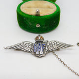 WWII Sterling Silver RAF Wings Sweetheart Brooch Pin Antique c1940