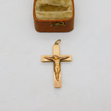 Edwardian 9ct Yellow Gold Corpus Christi Cross Pendant Antique c1910
