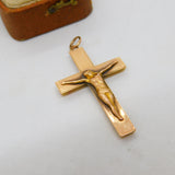 Edwardian 9ct Yellow Gold Corpus Christi Cross Pendant Antique c1910